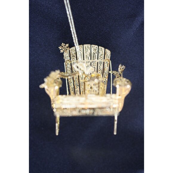 Danbury Mint 2019 Gold-Plated Adirondack Chair Ornament With Intricate Detailing - Picture 2 of 2